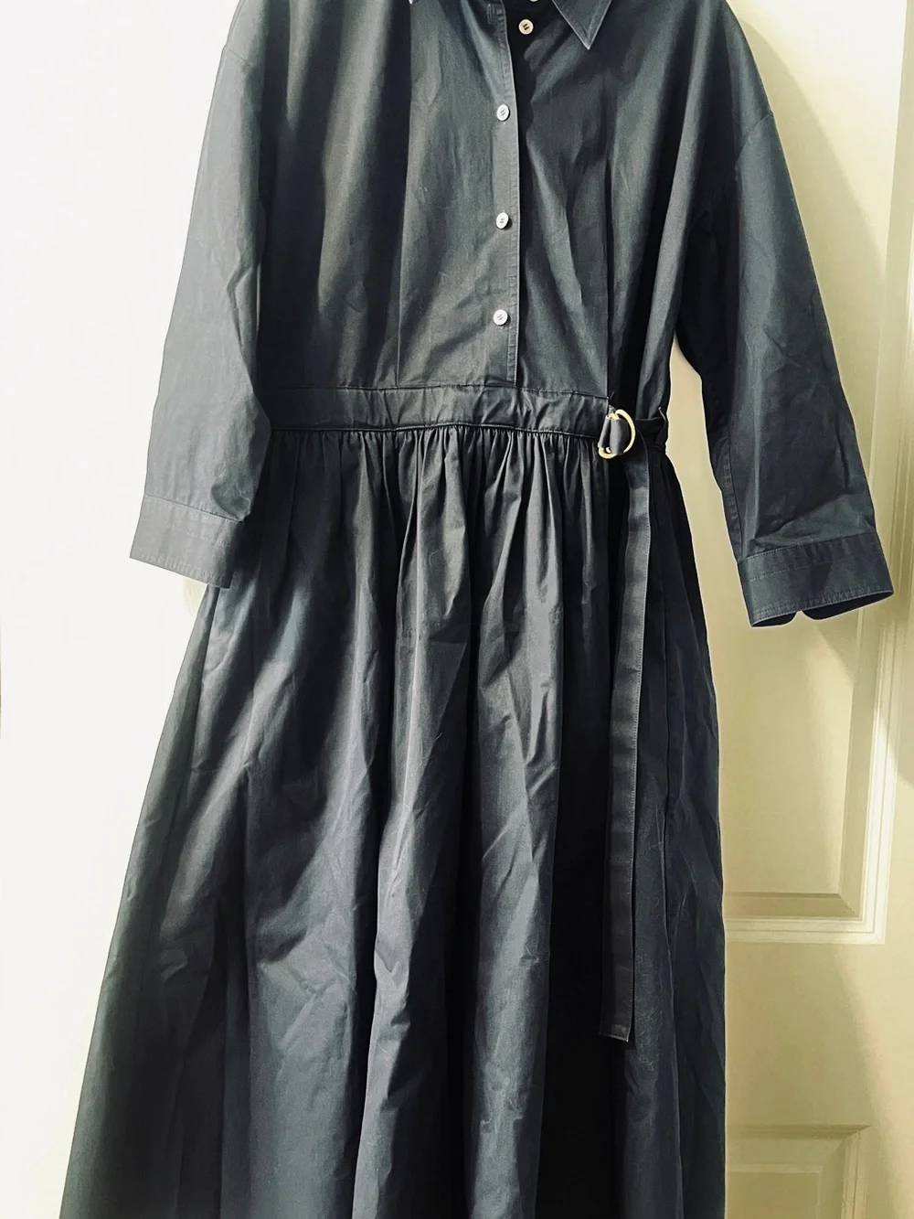 Tory Burch Navy 3/4 Sleeve Shirt Dress with DD Side Belt